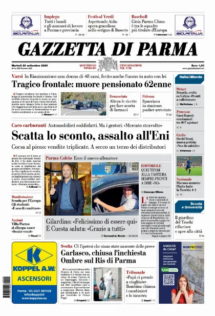 Prima pagina Gazzetta di Parma