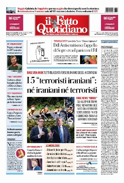 Prima pagina Il Fatto Quotidiano