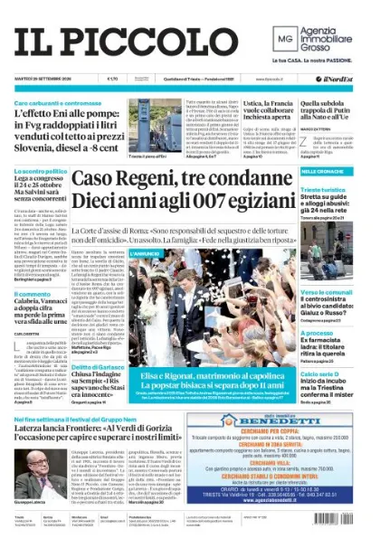 Prima pagina Il Piccolo | Trieste