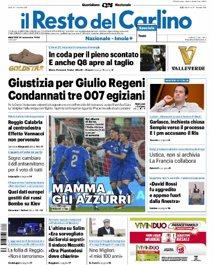 Prima pagina Il Resto del Carlino