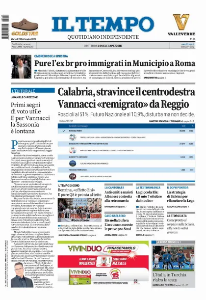 Prima pagina Il Tempo