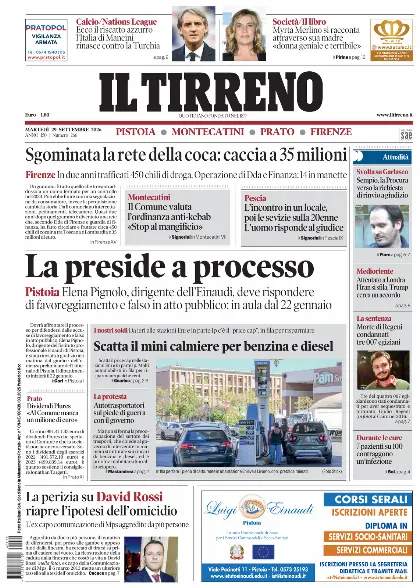 Prima pagina Il Tirreno