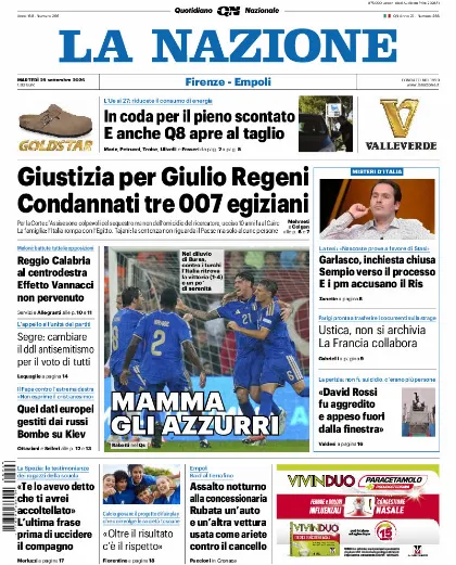 Prima pagina La Nazione