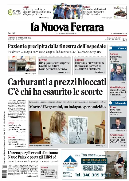Prima pagina La Nuova Ferrara