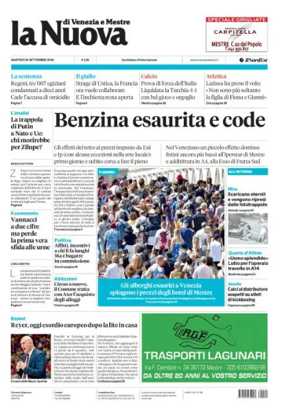 Prima pagina La Nuova di Venezia e Mestre | Venezia e Mestre