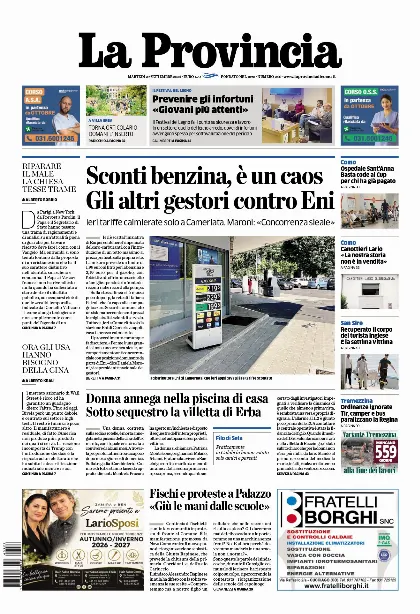 Prima pagina La Provincia