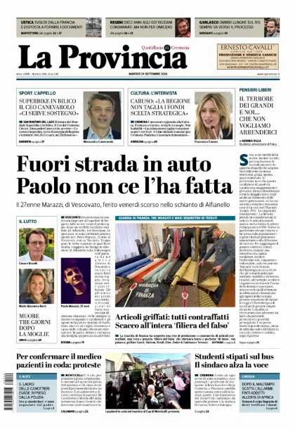 Prima pagina La Provincia