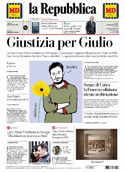 Prima pagina la Repubblica