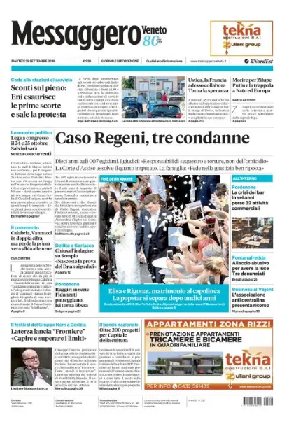Prima pagina Messaggero Veneto | Pordenone