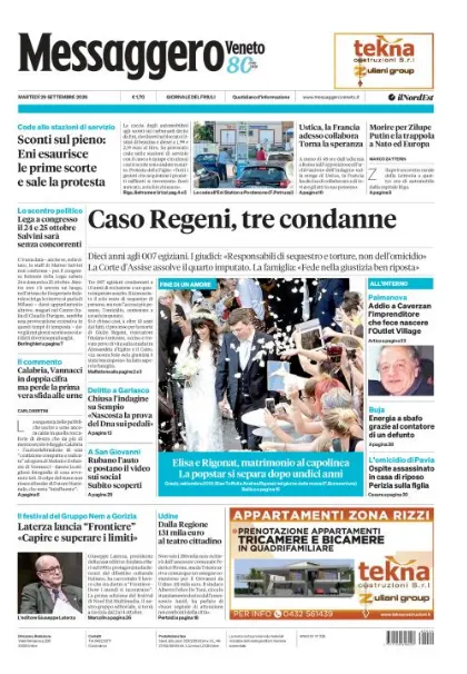 Prima pagina Messaggero Veneto | Udine