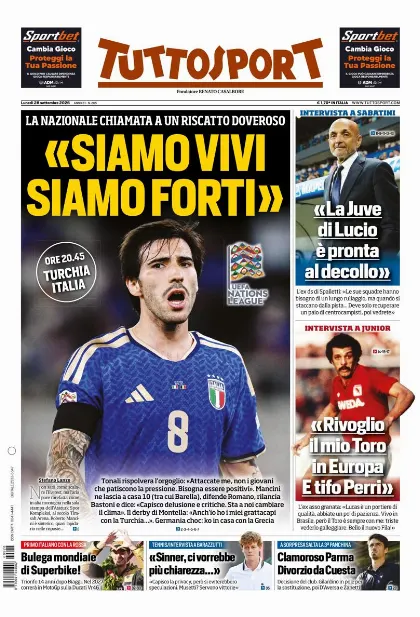 Prima pagina Tuttosport