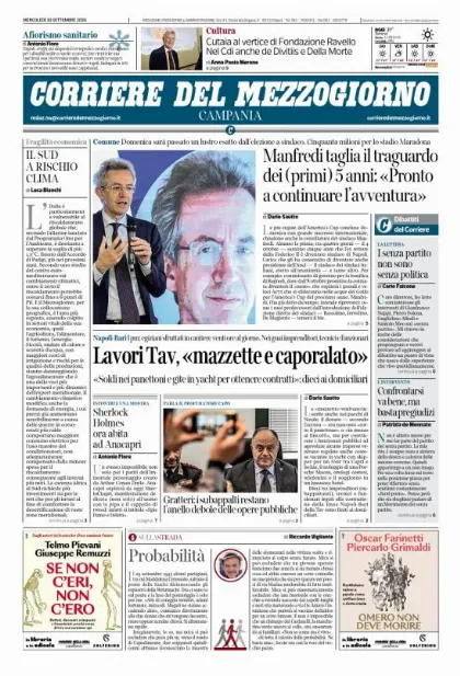 Prima pagina Corriere del Mezzogiorno | Campania