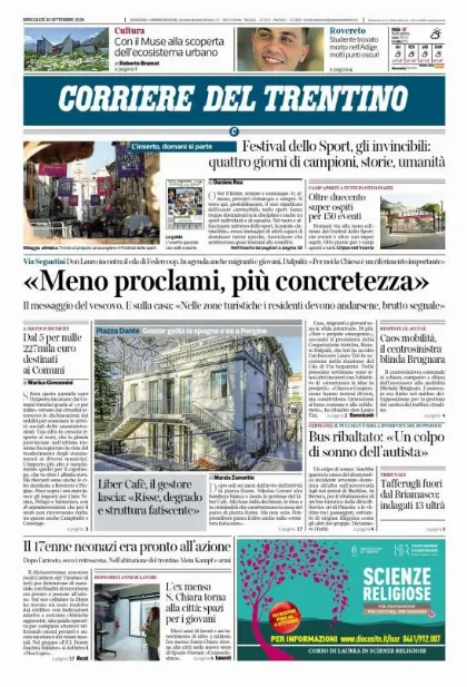 Prima pagina Corriere del Trentino