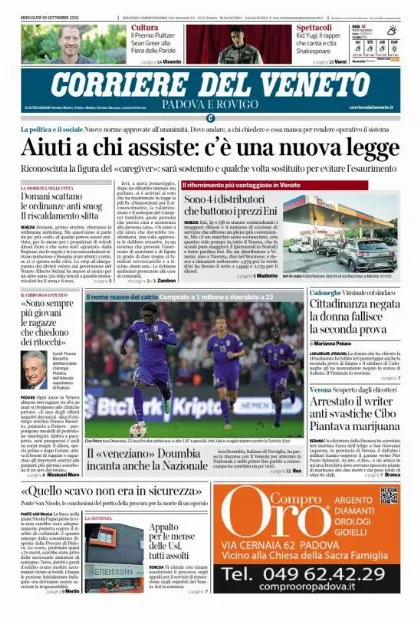 Prima pagina Corriere del Veneto | Padova e Rovigo