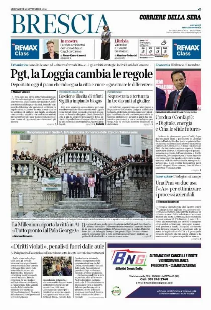 Prima pagina Corriere della Sera | Brescia