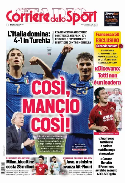 Prima pagina Corriere dello Sport - Stadio