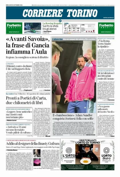 Prima pagina Corriere della Sera | Torino