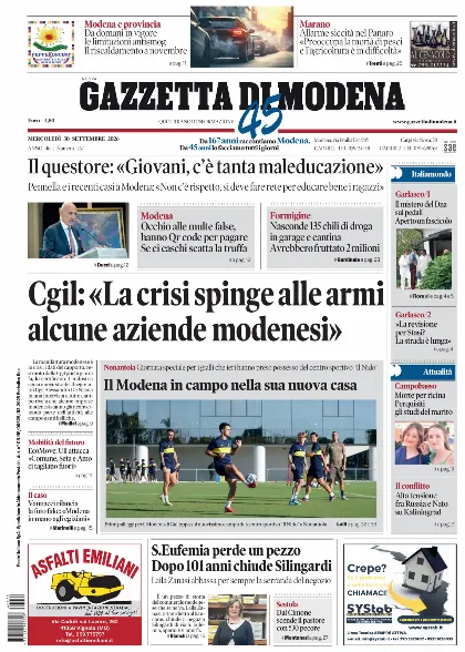 Prima pagina Gazzetta di Modena