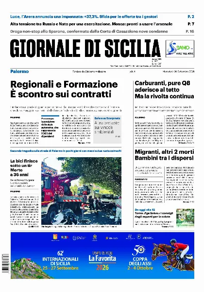 Prima pagina Giornale di Sicilia