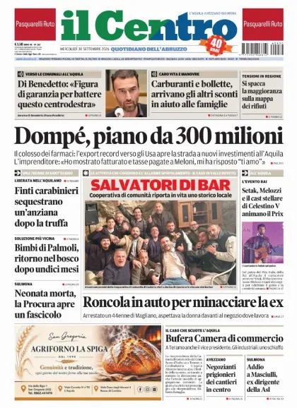 Prima pagina Il Centro | L'Aquila
