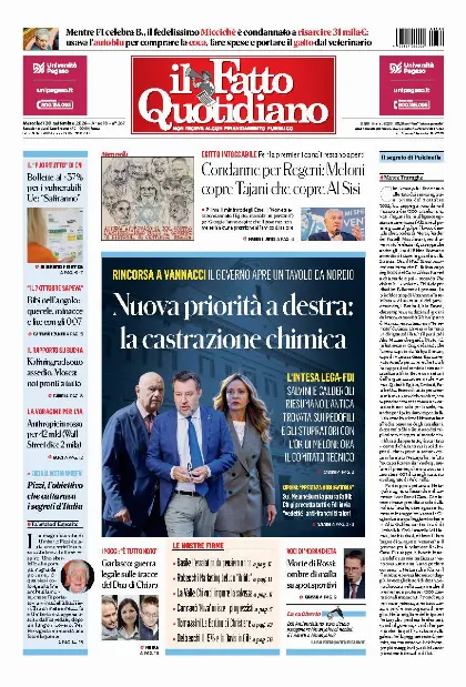 Prima pagina Il Fatto Quotidiano