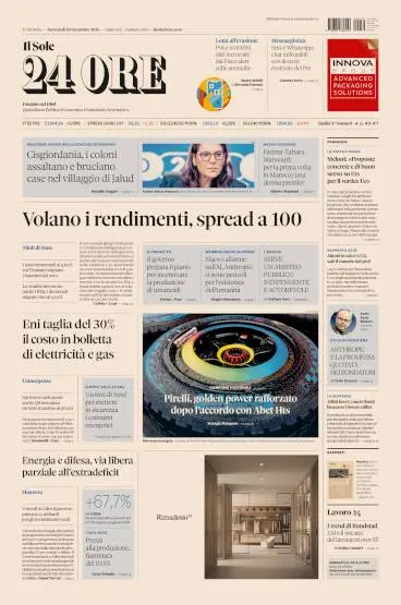 Prima pagina Il Sole 24 Ore