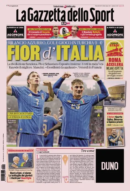 Prima pagina La Gazzetta dello Sport