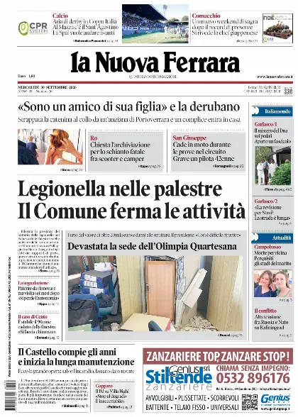Prima pagina La Nuova Ferrara