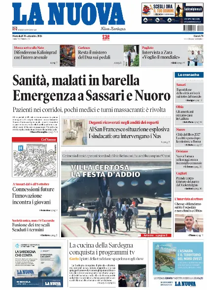 Prima pagina La Nuova Sardegna