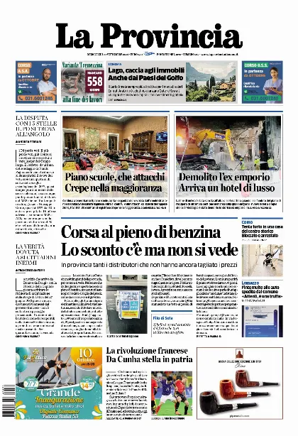 Prima pagina La Provincia