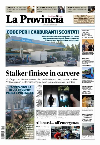 Prima pagina La Provincia | Crema