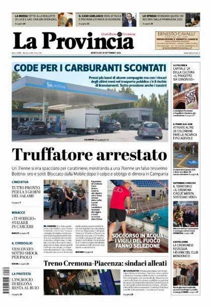 Prima pagina La Provincia