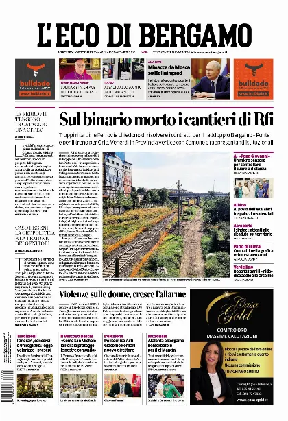 Prima pagina L'Eco di Bergamo