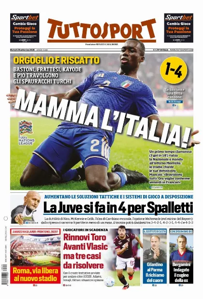 Prima pagina Tuttosport