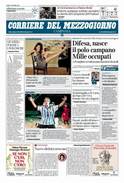 Prima pagina Corriere del Mezzogiorno | Campania