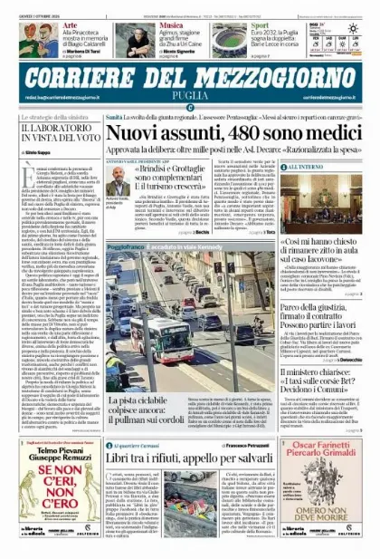 Prima pagina Corriere del Mezzogiorno | Puglia