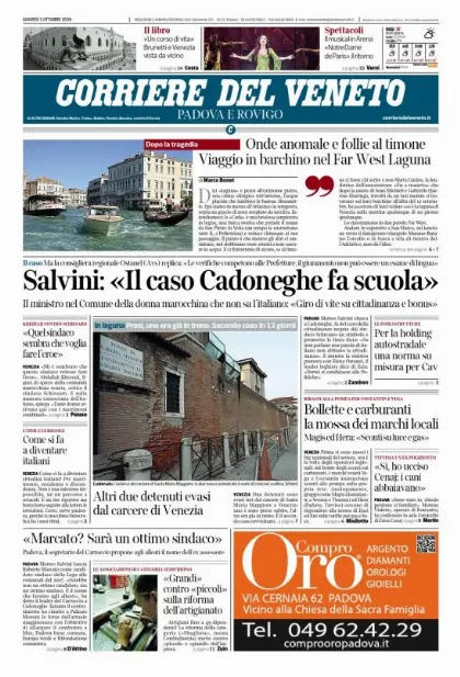 Prima pagina Corriere del Veneto | Padova e Rovigo