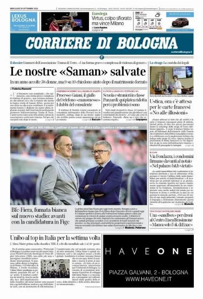 Prima pagina Corriere di Bologna