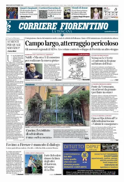 Prima pagina Corriere Fiorentino