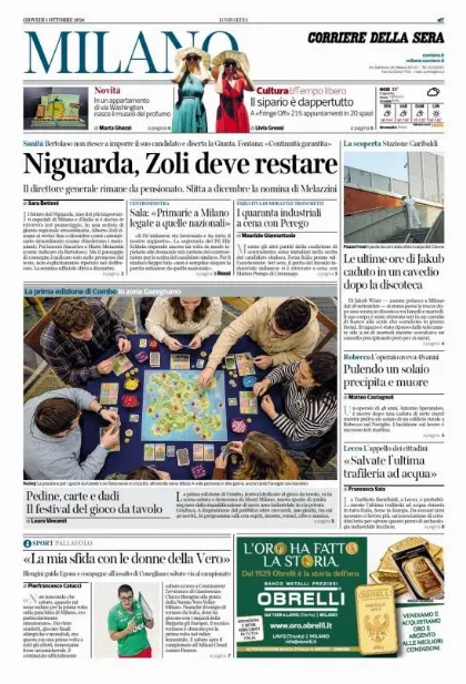 Prima pagina Corriere della Sera | Milano