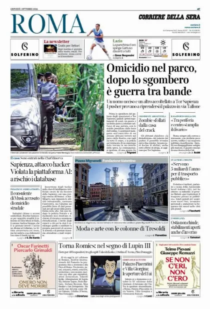 Prima pagina Corriere della Sera | Roma