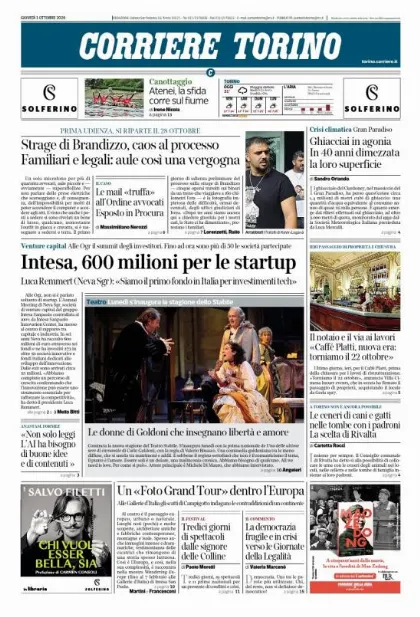 Prima pagina Corriere della Sera | Torino