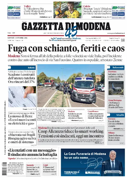 Prima pagina Gazzetta di Modena