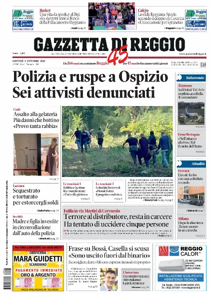 Prima pagina Gazzetta di Reggio
