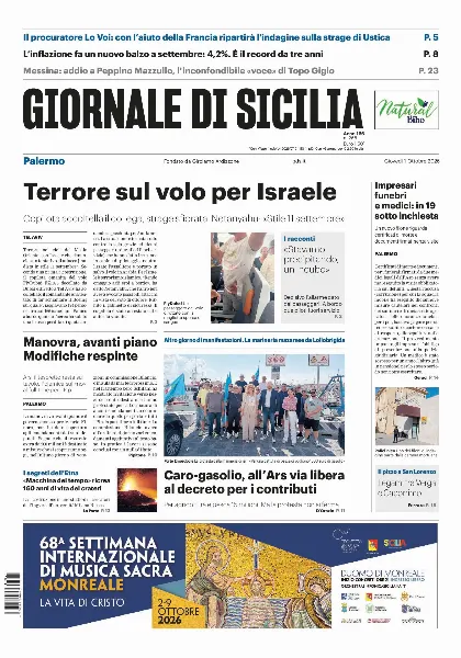 Prima pagina Giornale di Sicilia