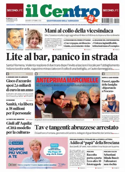 Prima pagina Il Centro | Pescara