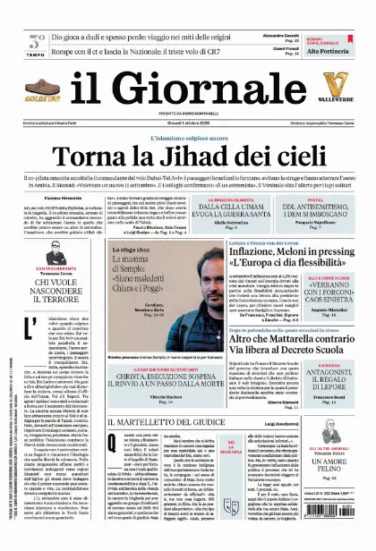 Prima pagina il Giornale