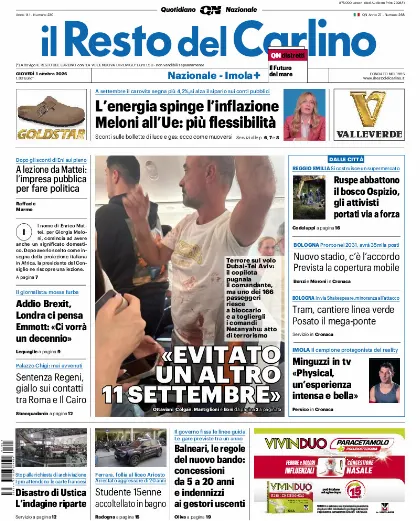 Prima pagina Il Resto del Carlino