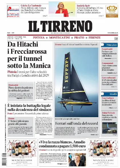 Prima pagina Il Tirreno