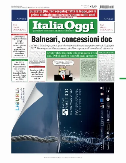 Prima pagina ItaliaOggi